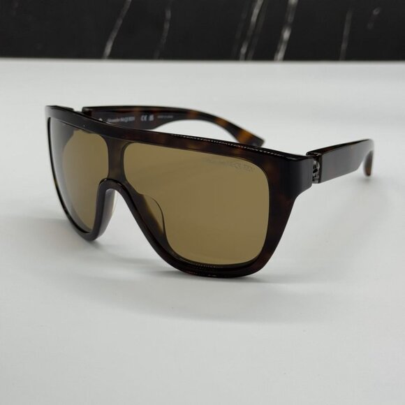 NEW AM0430S 005 ALEXANDER MCQUEEN HAVANA SHIELD UNISEX SUNGLASSES main image 9